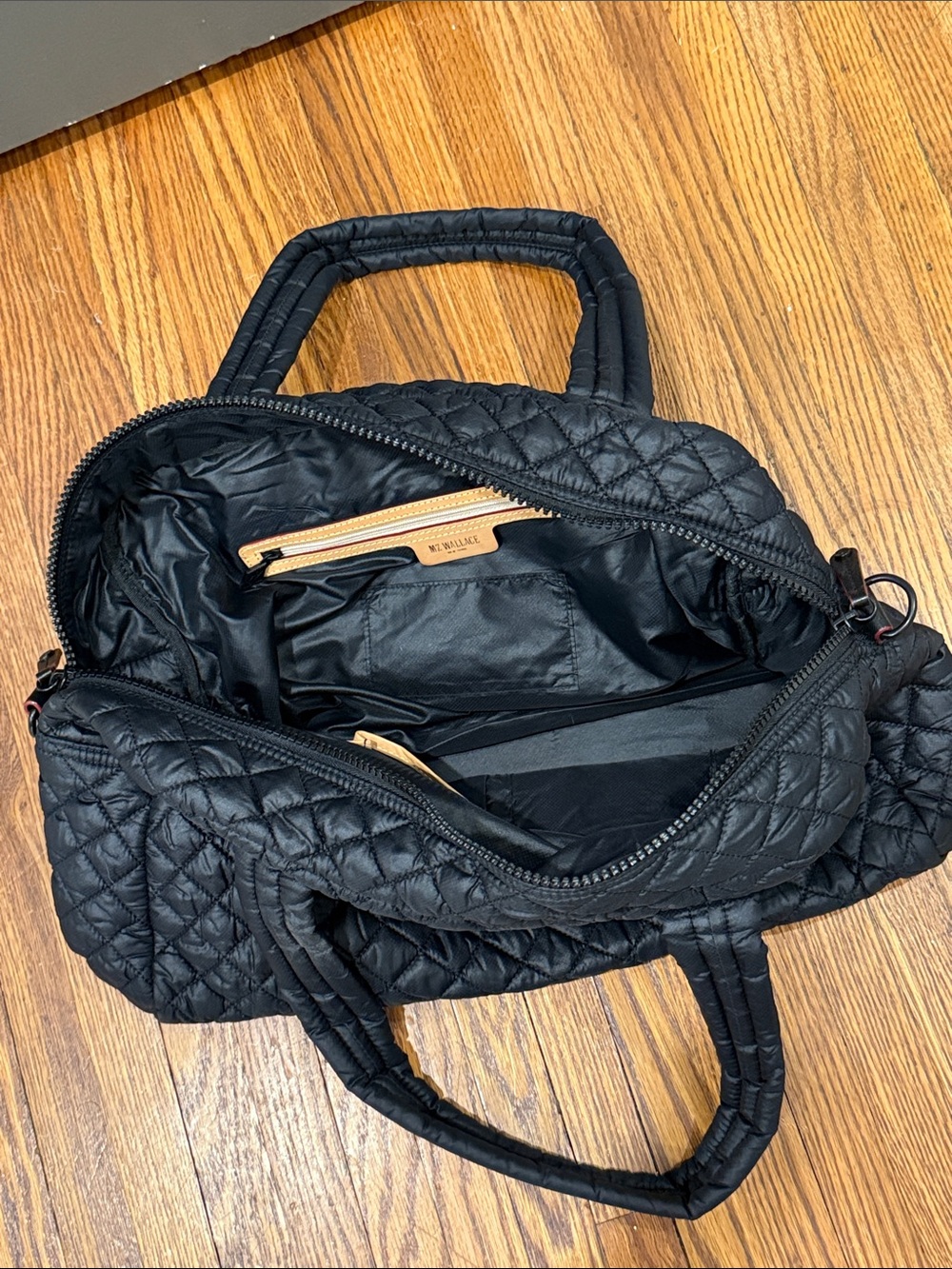 Like New MZ Wallace Jimmy Duffel Quilted Black Weekender Bag - Picture 4 of 4